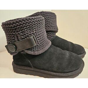 UGG Shaina Sheepskin Knit Black Boots 6 1125494 Never Worn Excellent Condition